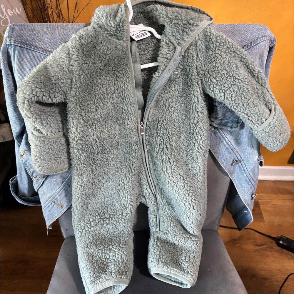 Nike Soft Green Fleece Baby Footie Coat